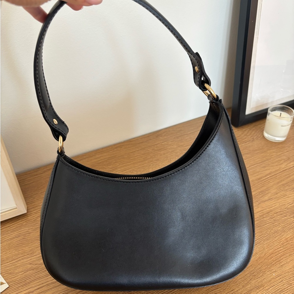 Italian Leather Black Shoulder Bag